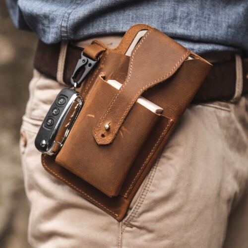 PU Leather Waist Bag Cell Phone EDC Holster Retro Case Belt Loop Tool Bag US