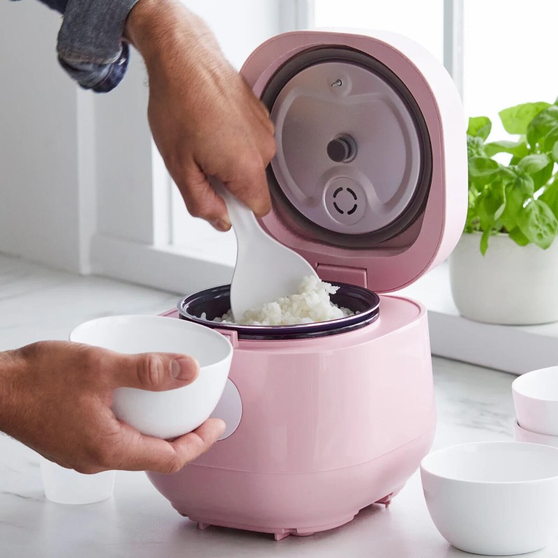 GreenLife Healthy Ceramic Nonstick 4-Cup Rice Oats Grains Cooker, PFAS-Free Pink